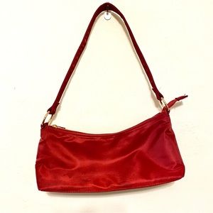 Red nylon shoulder bag